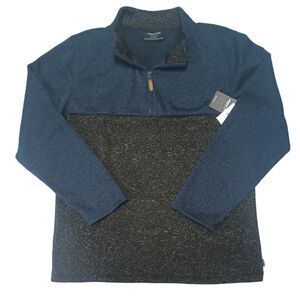 London Fog two-toned blue and gray quarter-zip pullover fleece Size XL